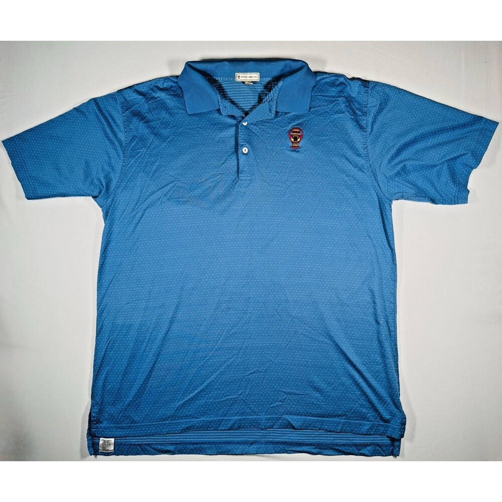 Peter Millar Men’s Polo Shirt – Size XL – Blue Micro Dot with Embroidered Crest